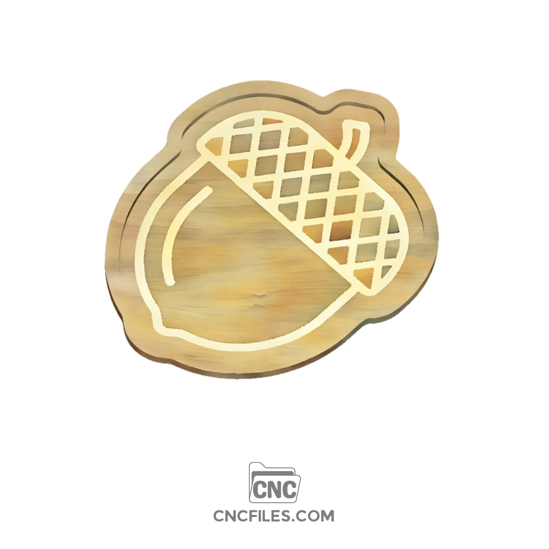CNC file of an acorn shaped Tray with engraved acorn in the base.