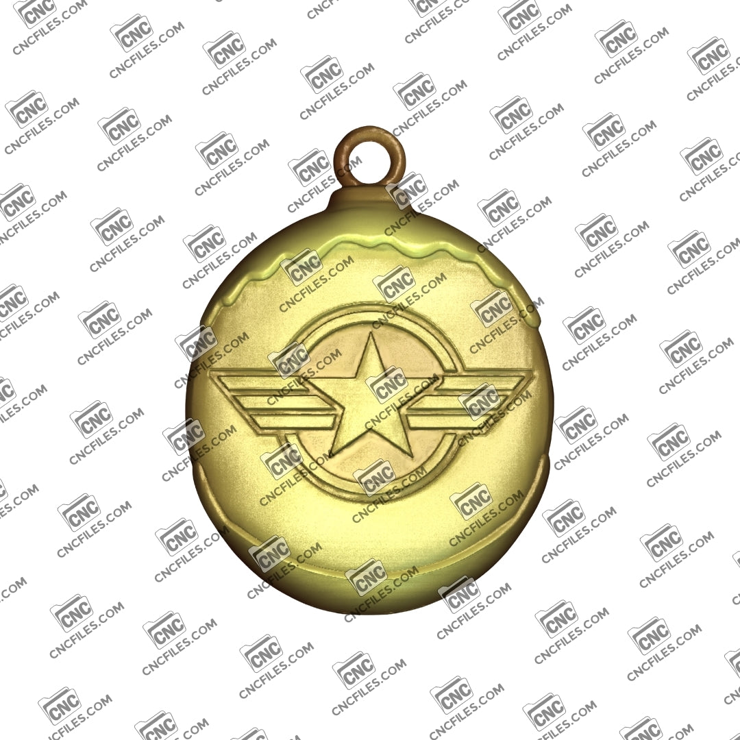 An image of a 3D CNC file showing an Aviator Star Ornament design, ready for carving.
