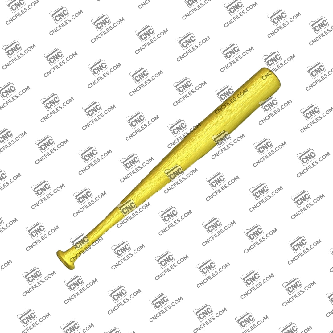 An image of a 3D CNC file showing a detailed Baseball Bat design, perfect for carving clean and smooth wood projects.