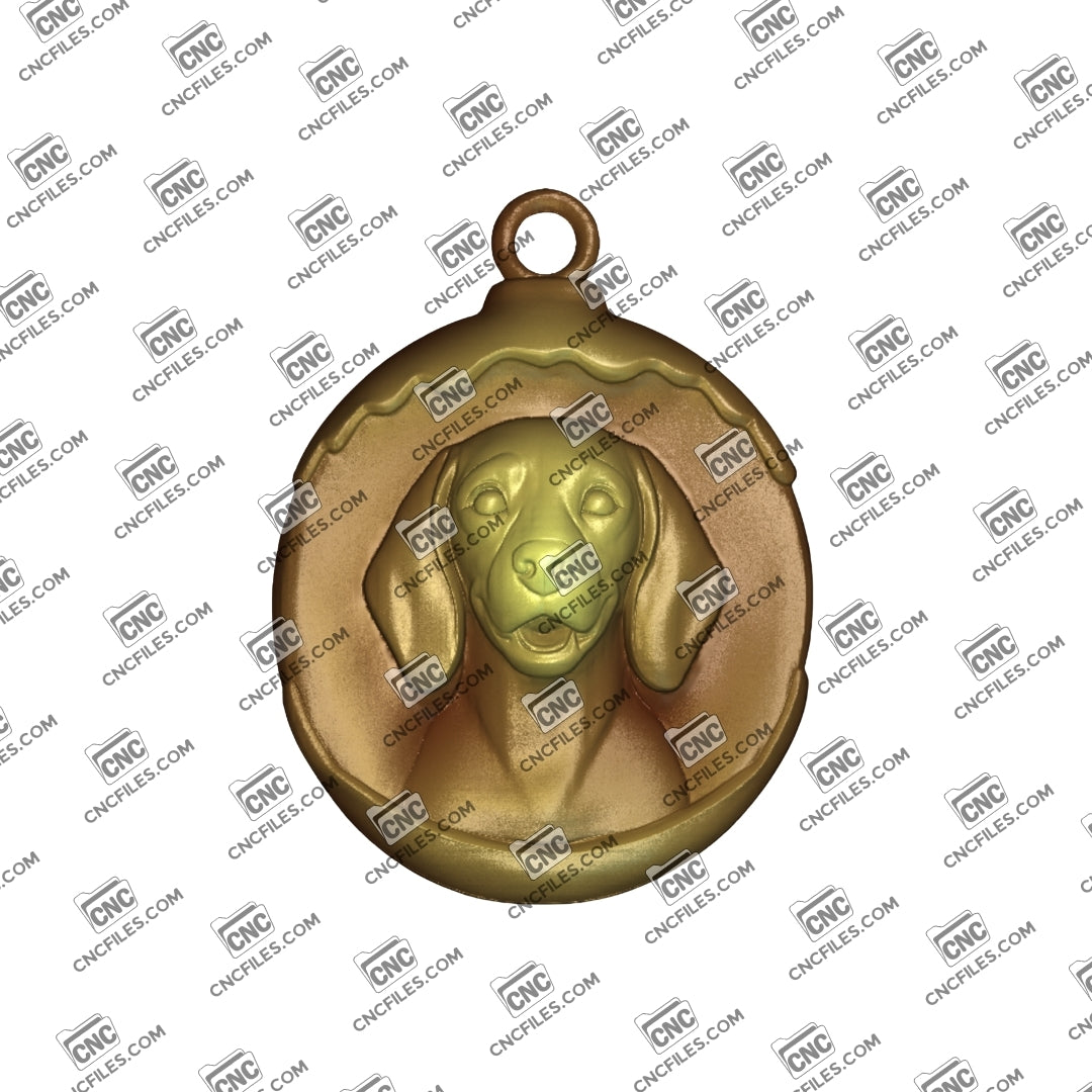An image of a CNC 3D render of CNC file showing the cute beagle shape, perfect for ornaments, décor pieces, or personalized gifts.