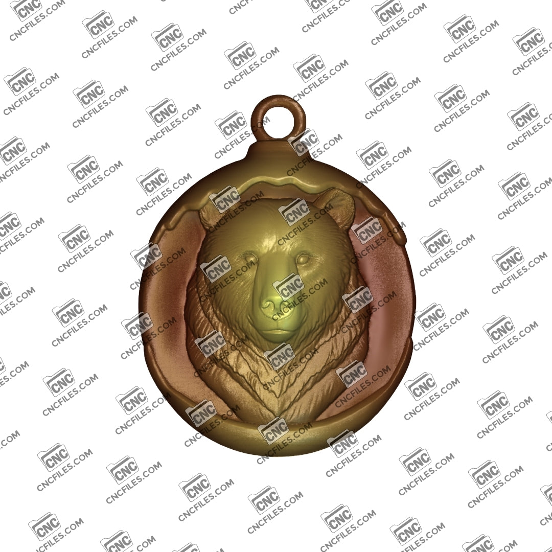 An image of a 3D render of CNC file showing a lifelike bear head design, ready for carving or 3D printing.