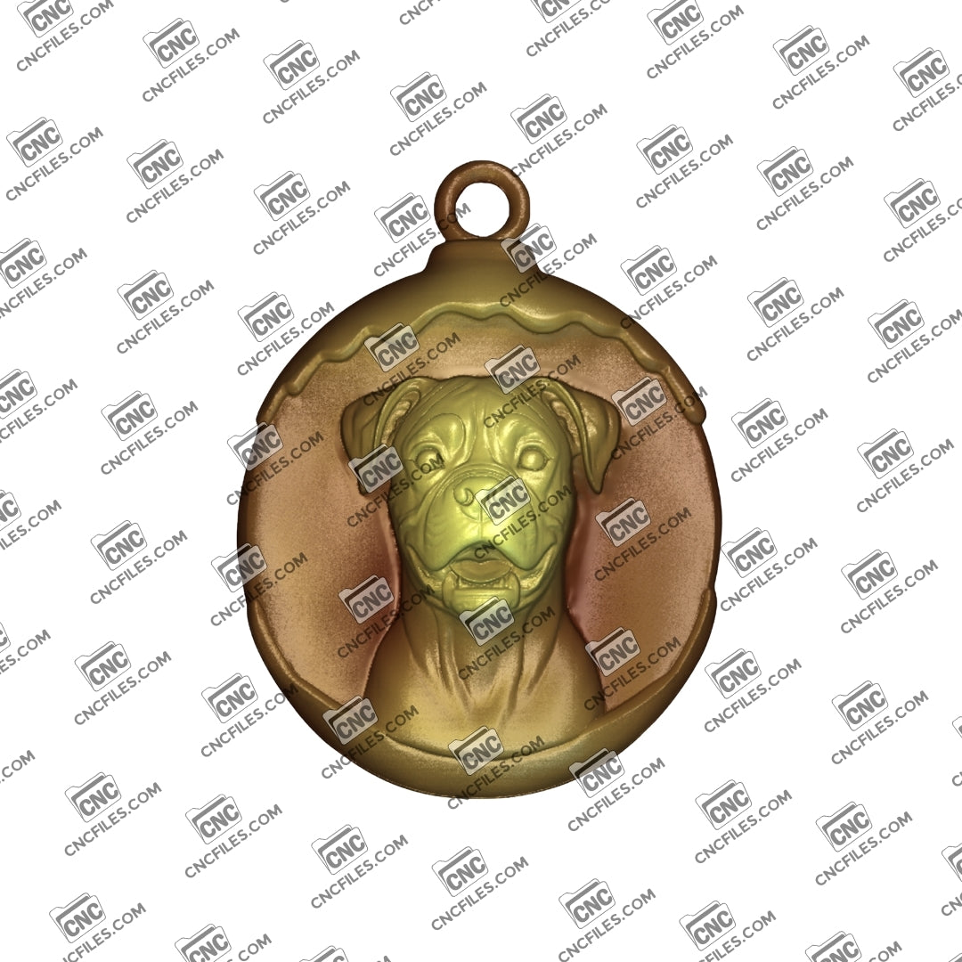 An image of a CNC 3D render of the CNC file showing the ornament’s smooth contours, perfect for laser cutting, CNC routing, or creating dog-themed décor.