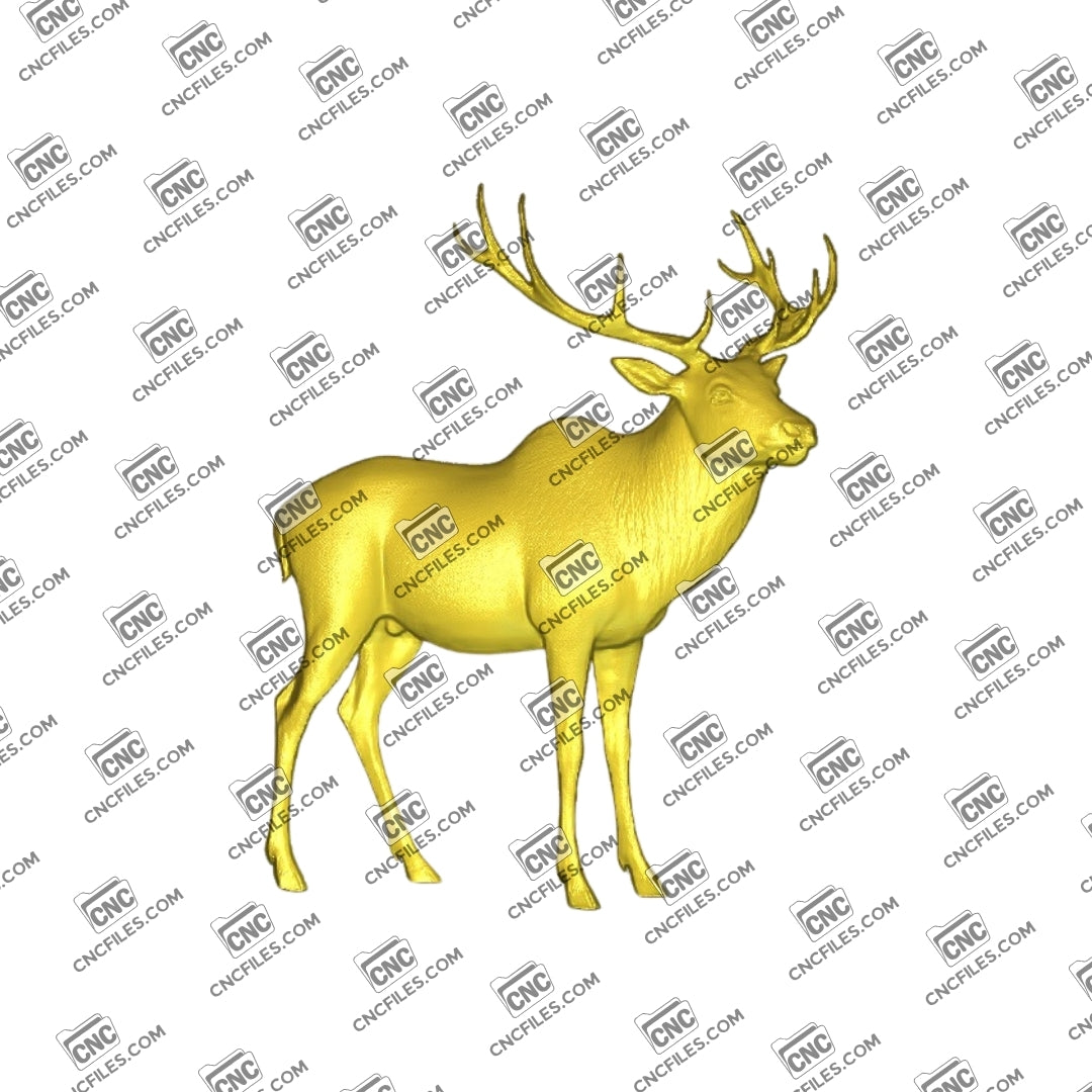 An image of a 3D CNC file showing a detailed Bull Elk design, perfect for carving bold wildlife decor.