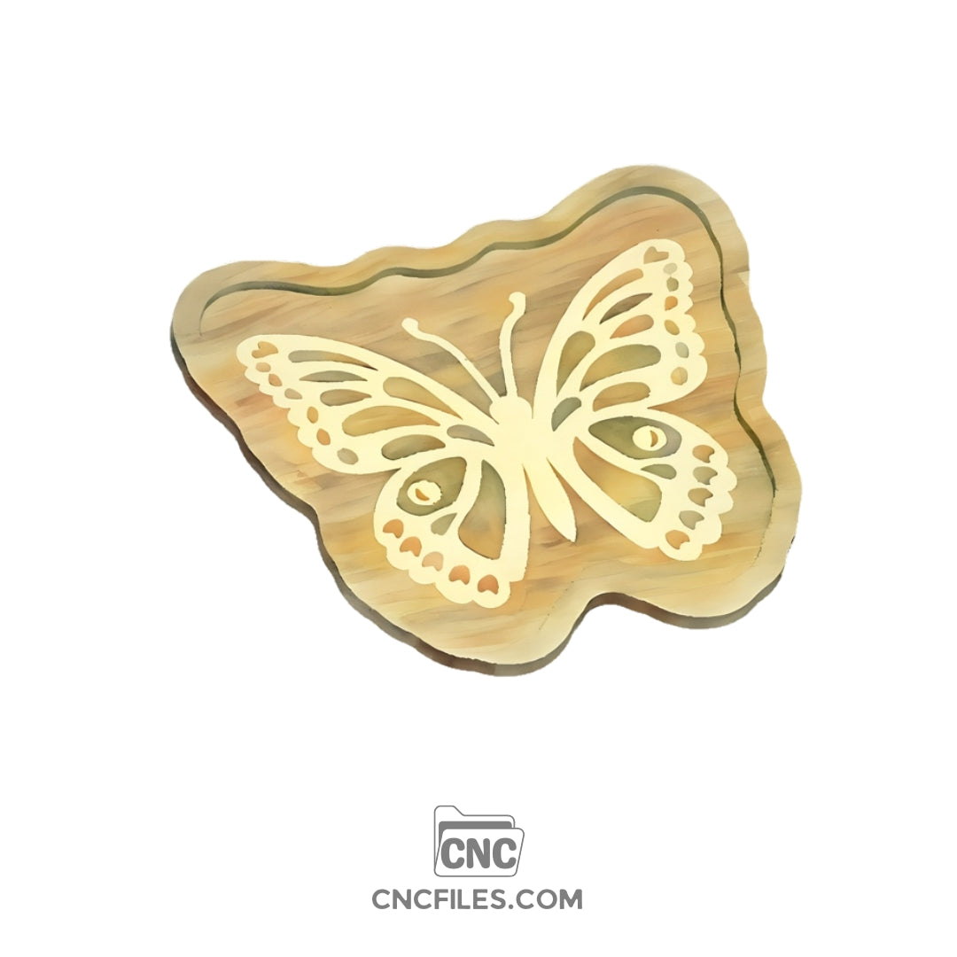 An image of a CNC file showing a Classic Butterfly Cookie Tray design with butterfly-shaped details.