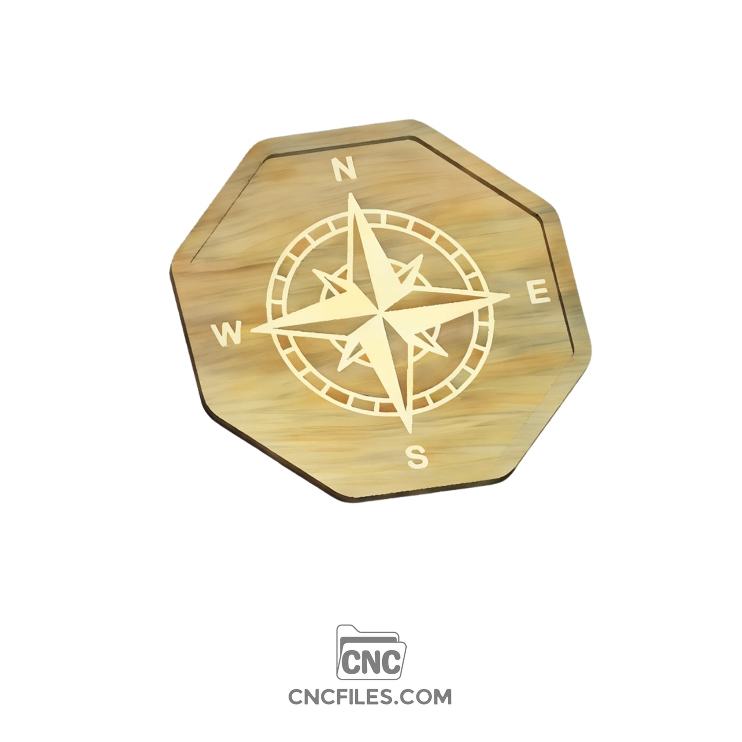 An image of a CNC file showing the Compass Rose Tray 2, designed with a detailed compass pattern.