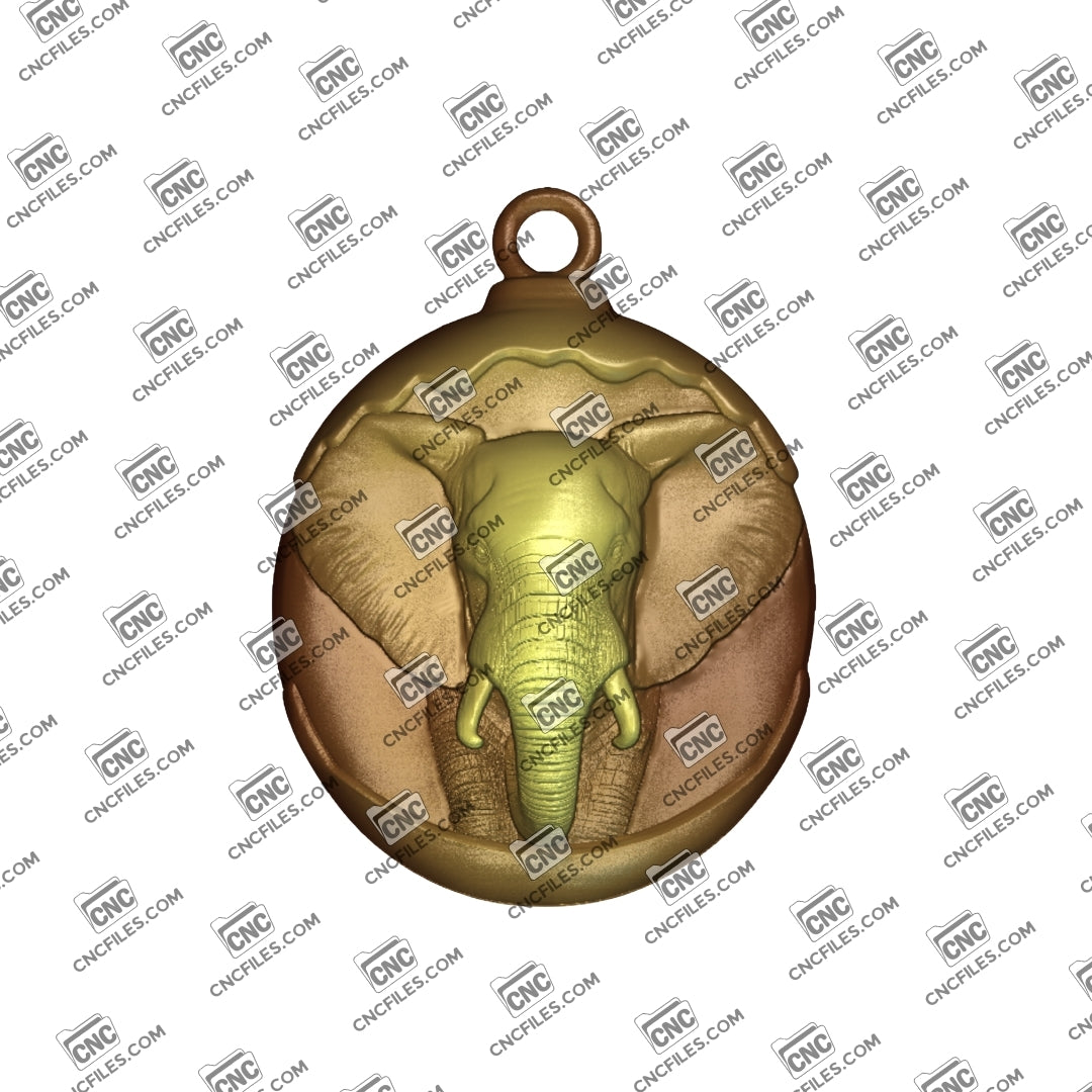 An image of a 3D render of CNC file showing a realistic and textured elephant design, easy to carve and assemble.