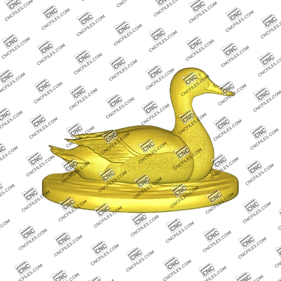 An image of 3D CNC file showing a floating duck, perfect for carving, DIY decor, or woodworking projects.