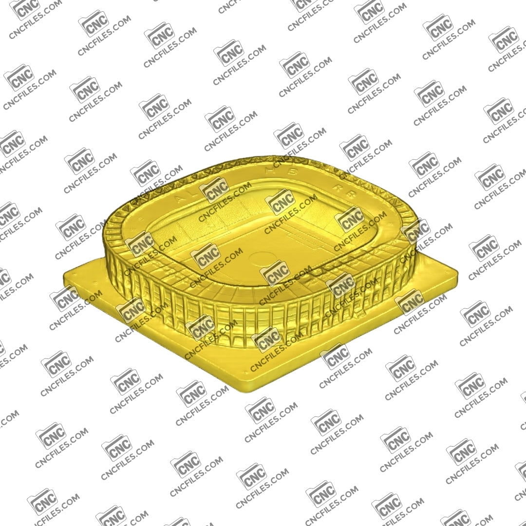 An image of 3D CNC file showing a detailed Football Stadium. Perfect for carving, display, or sports-themed decor.