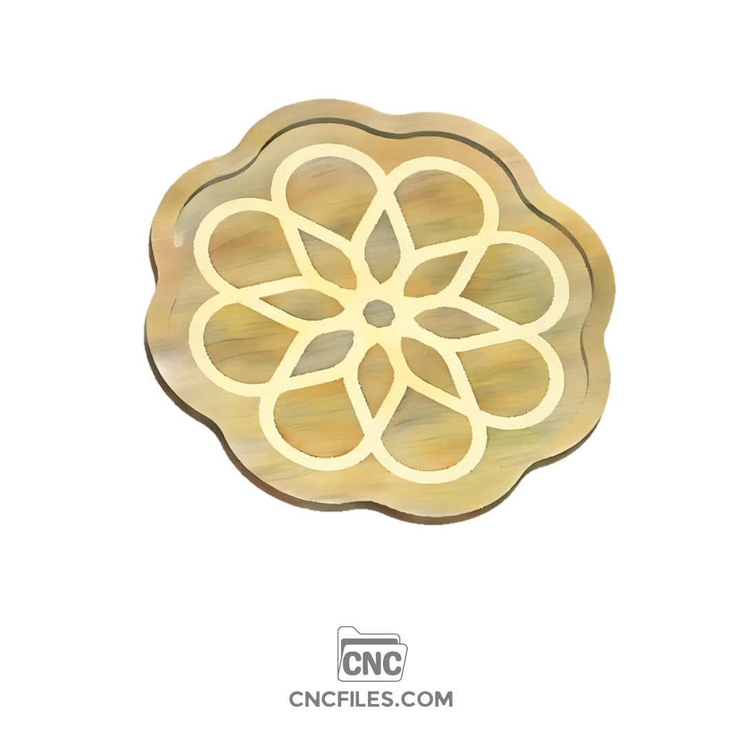 An image of a CNC file showing a geometric flower cookie tray design with symmetrical floral patterns.