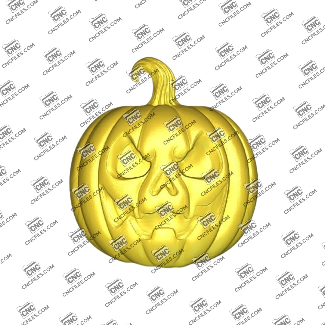 An image of 3D CNC file showing Jack O’ Lantern 2, 3D render of a spooky pumpkin design perfect for carving or decoration.