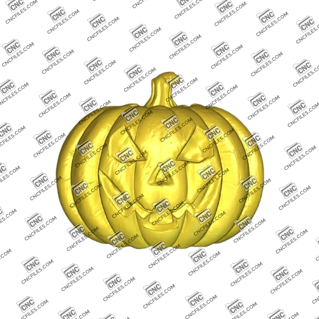 An image of 3D CNC file showing Jack O’ Lantern 3, 3D render of a spooky pumpkin design perfect for carving or decoration.