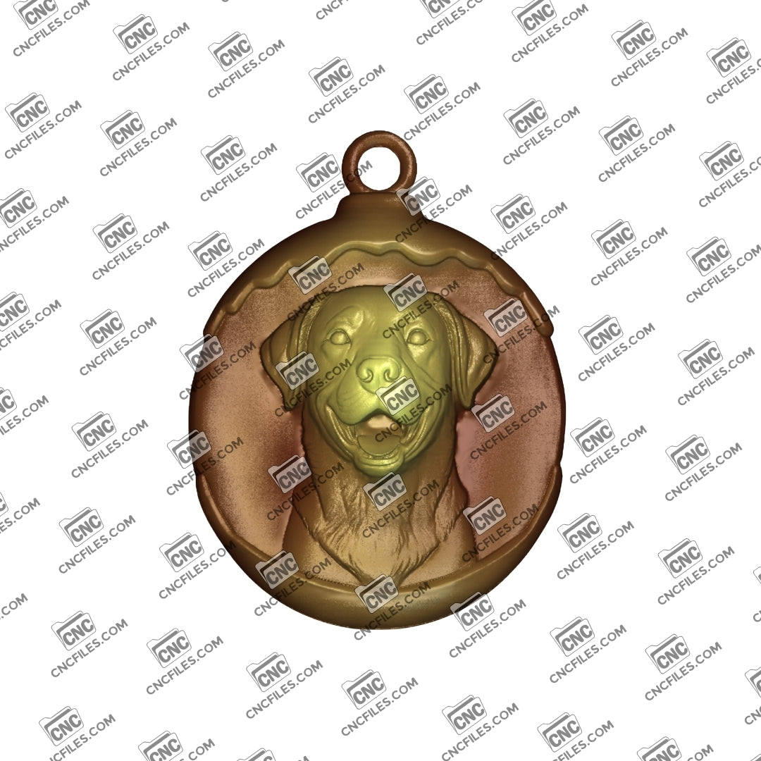 An image of a 3D render of the CNC file showing the realistic features and charming pose of the Labrador, ready for carving and display.