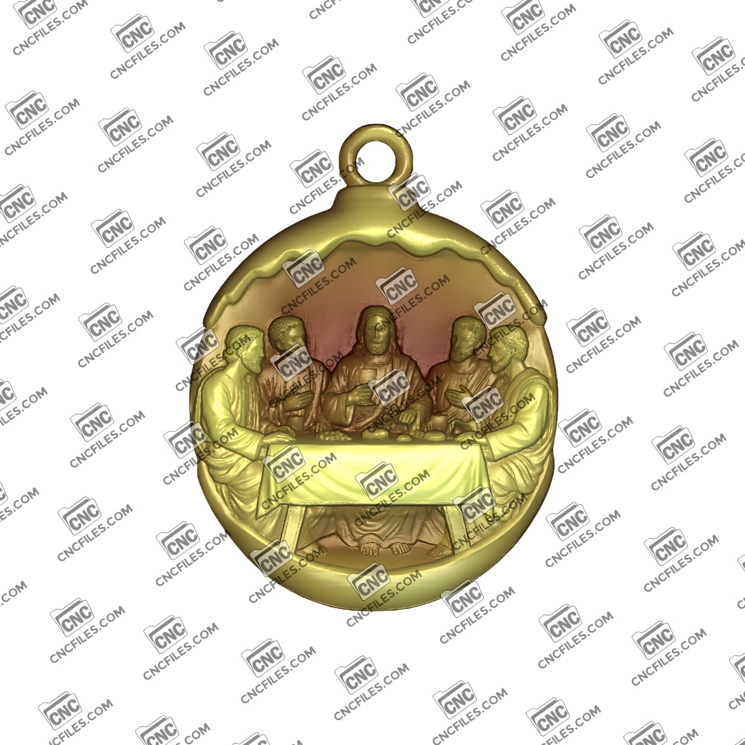 An image of a CNC file showing the Last Supper Ornament 2, designed with clear engraved details for easy cutting and crafting.