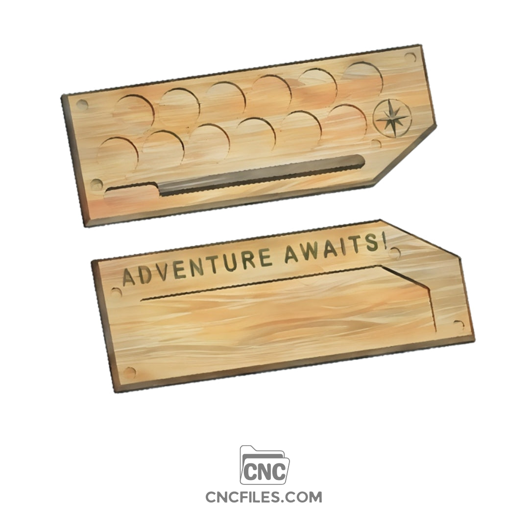 An image of a CNC file showing a Modern Travel Paint Set design with the phrase “Adventure Awaits”