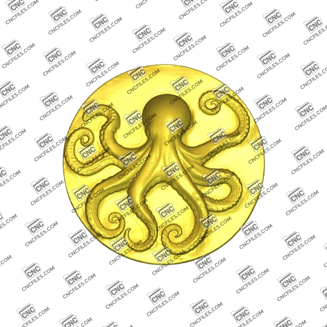 An image of a 3D CNC file showing Octopus 1, designed for clean and detailed carving. A simple and ready-to-use digital model perfect for woodworking.