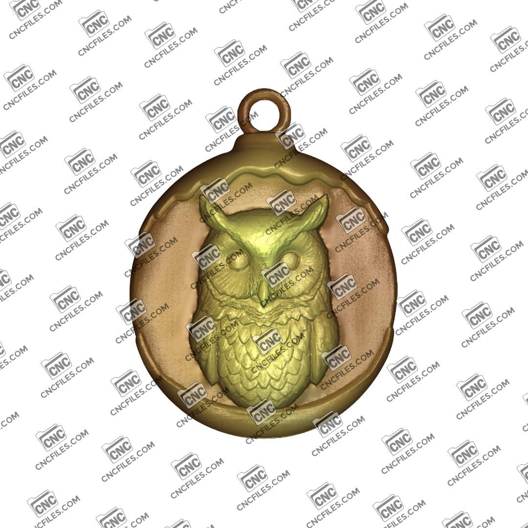 An image of 3D render of CNC file showing the lifelike features and textures of the owl, ready for carving or display.