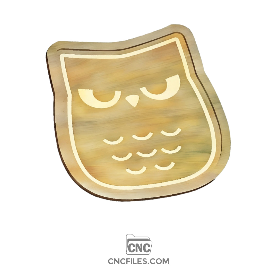 An image of a CNC file showing an Owl Halloween Tray design with detailed owl features