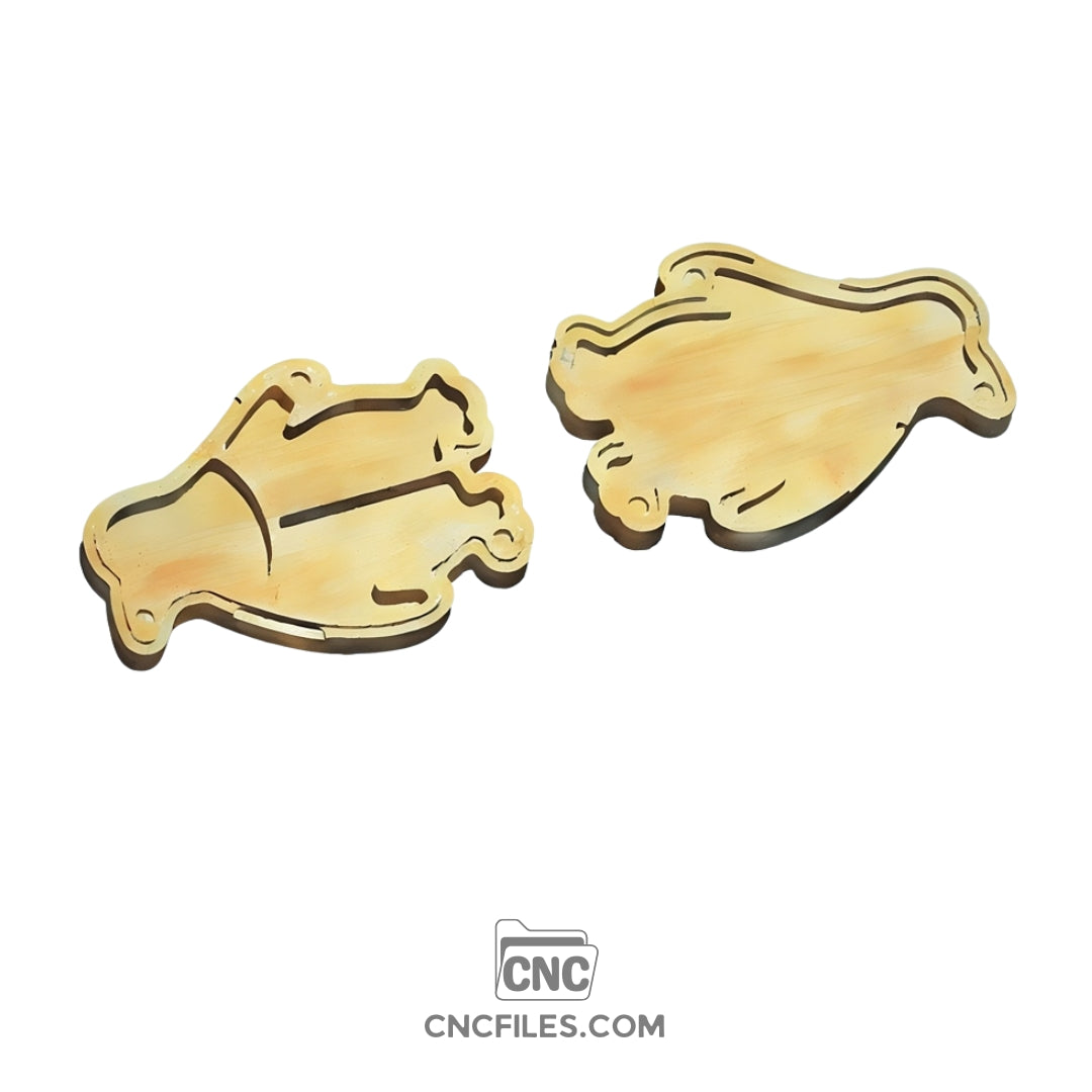 An image of a CNC file showing a cute Penguin Dice Tray design with smooth curves and detailed engraving.