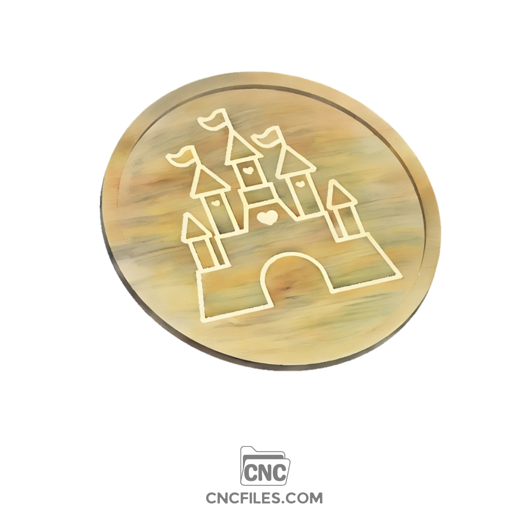 An image of a CNC file showing a Princess Castle Cookie Tray design with castle-shaped cutouts.