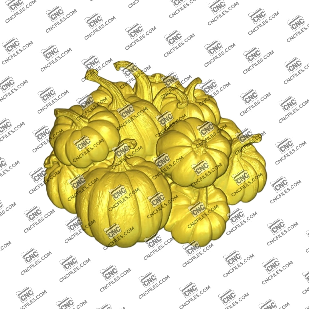 An image of a 3D CNC file showing a Pumpkin Bunch, perfect for carving, decoration, or crafting projects.