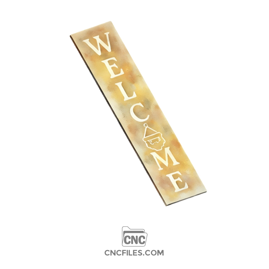 An image of a CNC file showing a Santa Welcome Porch Board design with a festive Santa figure.