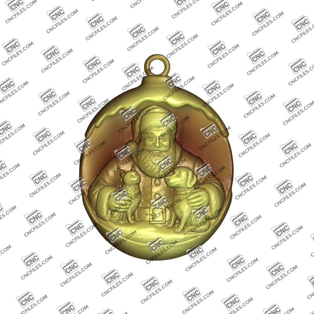 Santa's Furry Companions Ornament 3D Relief
