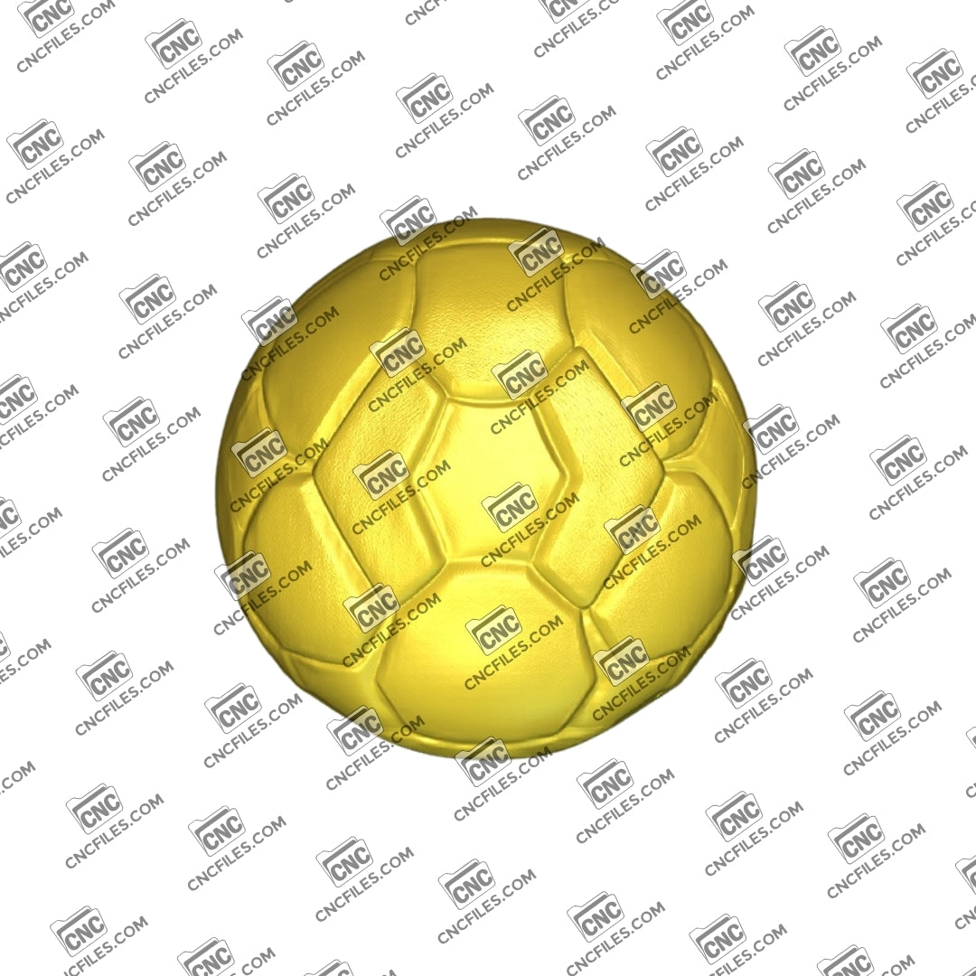 An image of a 3D CNC file showing a detailed Soccer Ball design. Perfect for CNC carving projects, this file creates a clean, modern ball pattern ideal for signs, décor, or sports-themed woodworking.