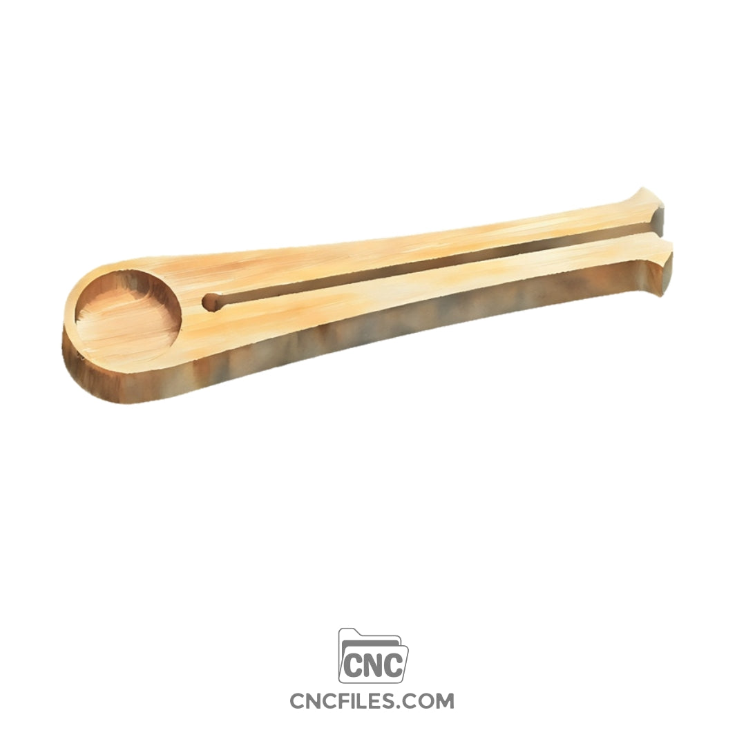 An image of a CNC file showing a Traditional Coffee Scoop Clip design for both scooping and sealing coffee bags.