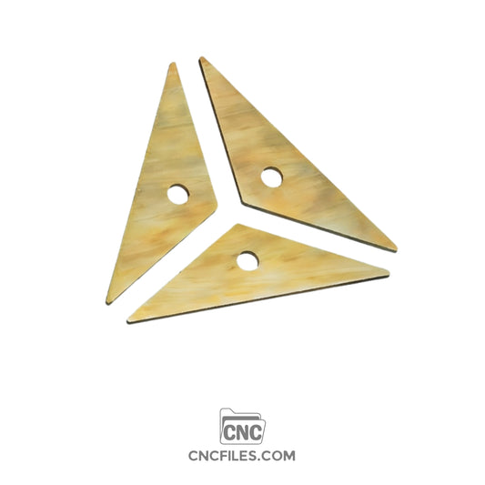 An image of 3d CNC file showing a triangular V1 jewellery box with a clear acrylic lid, designed for precise CNC cutting and assembly.