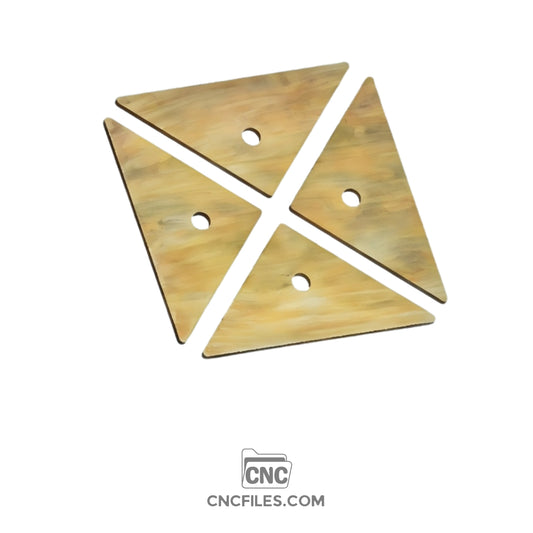 An image of a CNC file showing a triangular V2 jewellery box design with clean edges and precise cut lines, made to fit an acrylic lid.