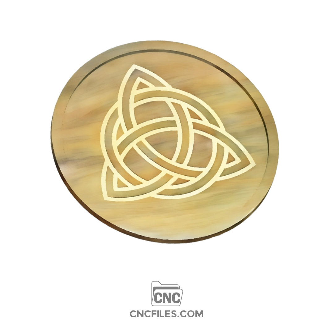 An image of a CNC file showing a Trinity Knot Cookie Tray design with a detailed knot pattern and smooth edges.