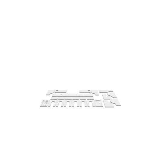 A 3D render of CNC file showing a 6X Drill Charging Station with compartments for neatly storing and charging six drills.
