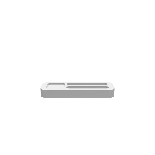GLB file showing a dual knife slot tray with a rectangular pocket