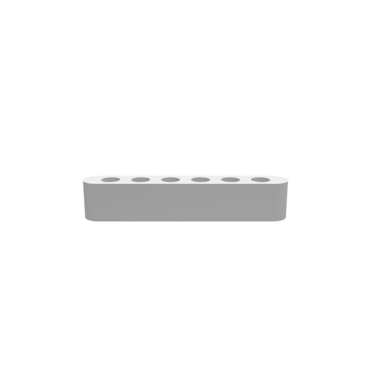 3D render of CNC file showing the Modern Propagation Station 6x V3, featuring a sleek wooden base with six openings for plant propagation tubes.