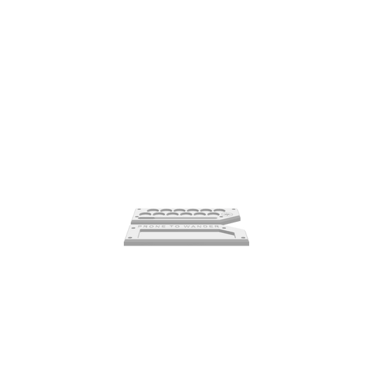 3D render of CNC file showing a Modern Travel Paint Set with an engraving of “Prone To Wander,”.