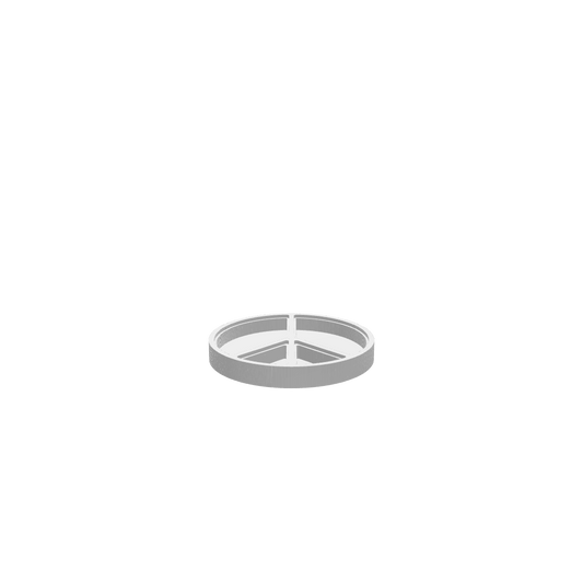 GLB of render file of a peace symbol jewellery box with an acrylic lid, simple and modern, ideal for storing rings, earrings, or small accessories.