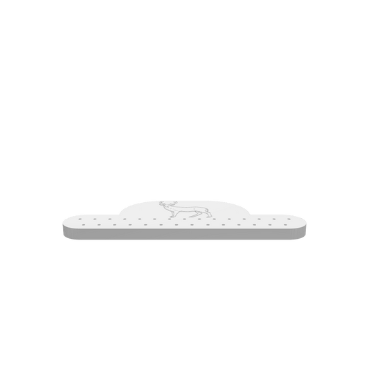 A 3D render of a CNC file showing a deer-shaped tie rack with realistic depth and shading.