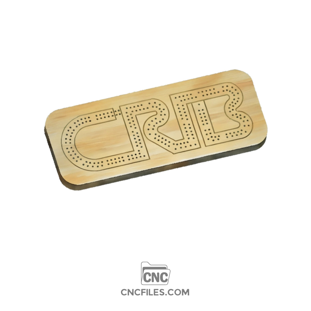 An image of a CNC file showing a 2 Person Crib Standard Cribbage Board design with peg holes and smooth edges.