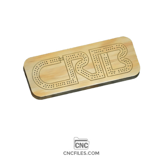 An image of a CNC file showing a 2 Person Crib Standard Cribbage Board design with peg holes and smooth edges.