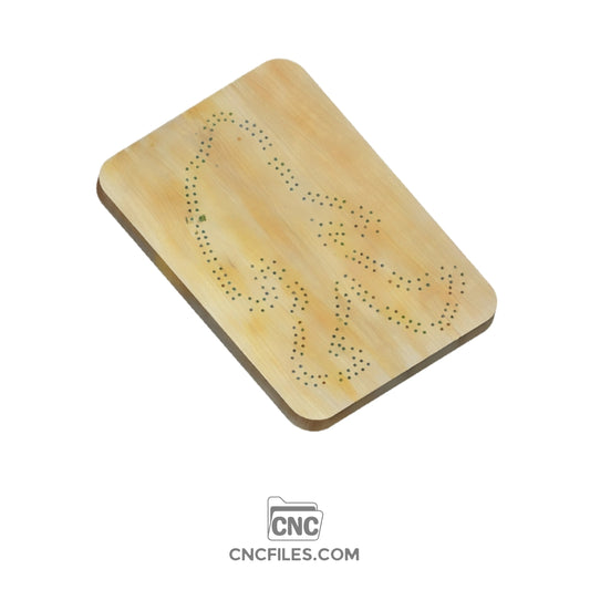 An image of a CNC file showing a 2 Person Sasquatch Cribbage Board with detailed engraved Sasquatch design.