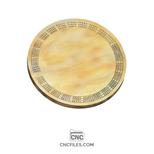 An image of a CNC file showing a 3 Person Circle Standard Cribbage Board design with circular layout.