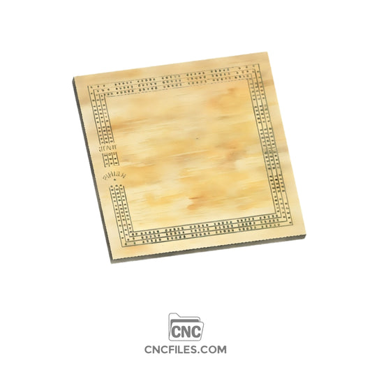 An image of a CNC file showing a 3 Person Square Standard Cribbage Board design with clearly marked peg holes and score tracks.