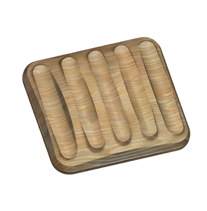 An image of a CNC file showing a 3D 4x Rest Flat Pen Holder with four slots for organizing pens in a flat layout.