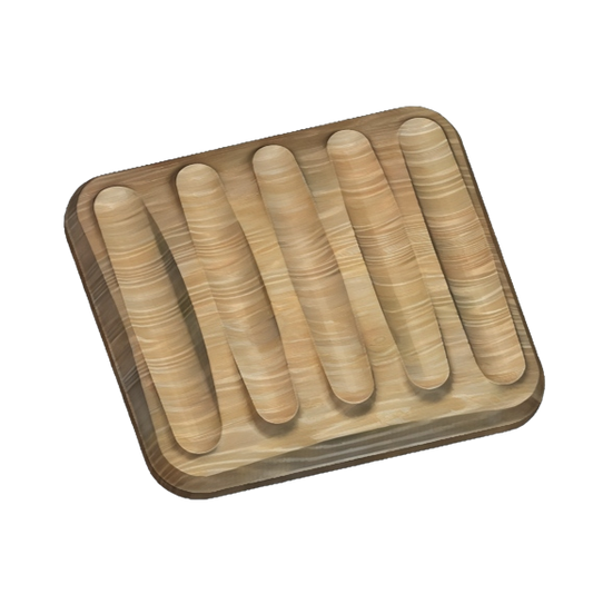 An image of a CNC file showing a 3D 4x Rest Flat Pen Holder with four slots for organizing pens in a flat layout.