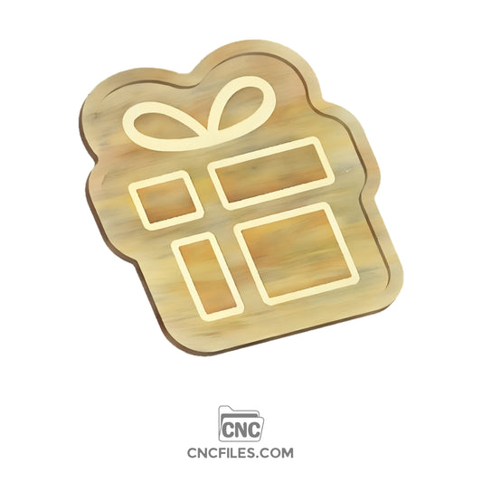 An image of a CNC file showing an abstract take on a holiday gift engraved into the base of a wooden tray