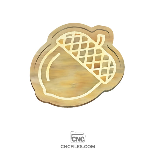CNC file of an acorn shaped Tray with engraved acorn in the base.