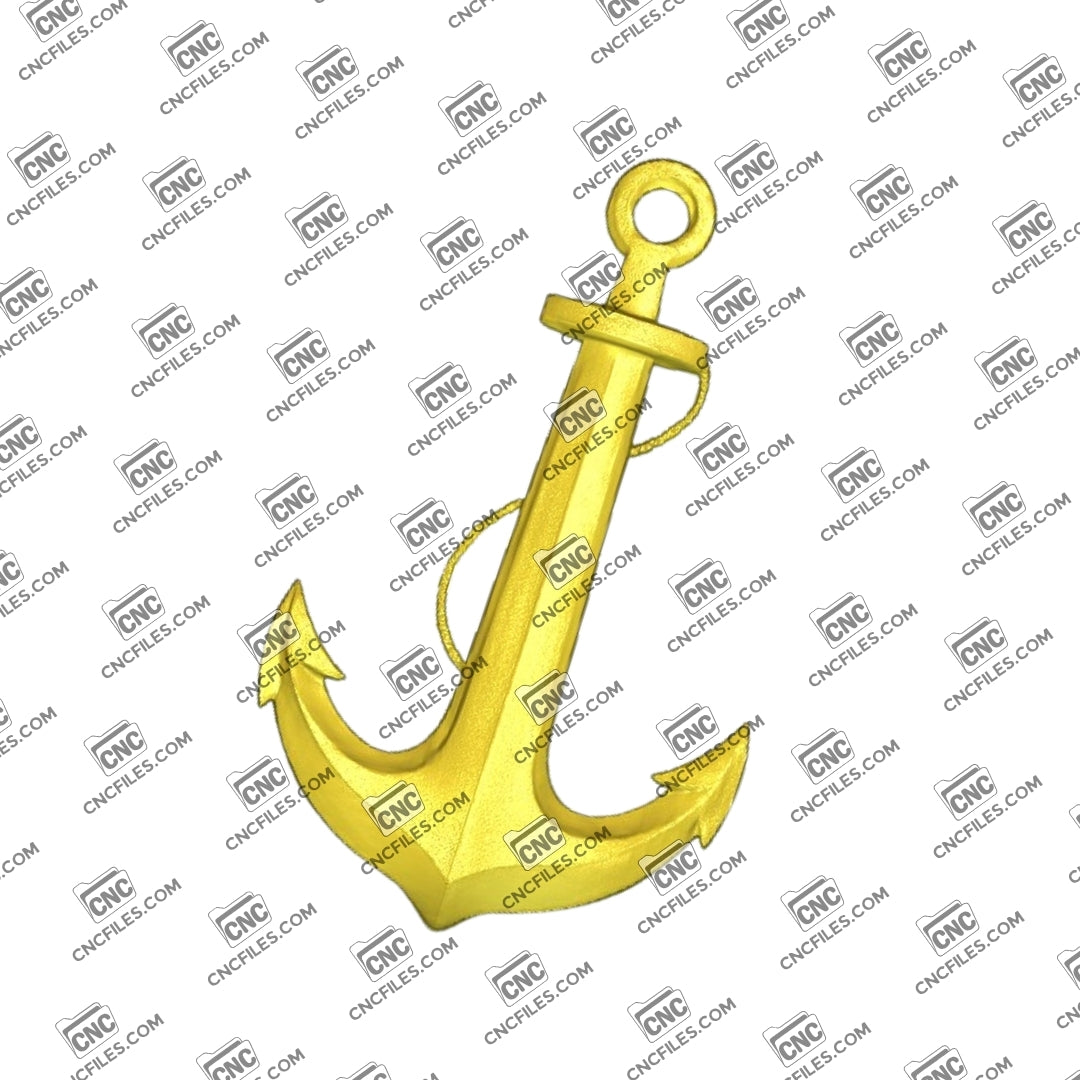 An image of a 3D CNC file showing an Anchor design made for clean, precise carving.