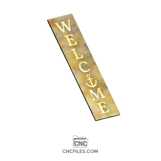 An image of a CNC file showing an Anchor Welcome Porch Board design.
