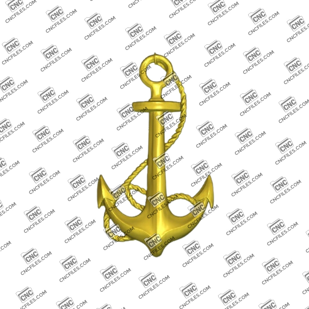 An image of 3D CNC file showing an Anchor and Rope design, perfect for woodworking, signs, and decorative projects.
