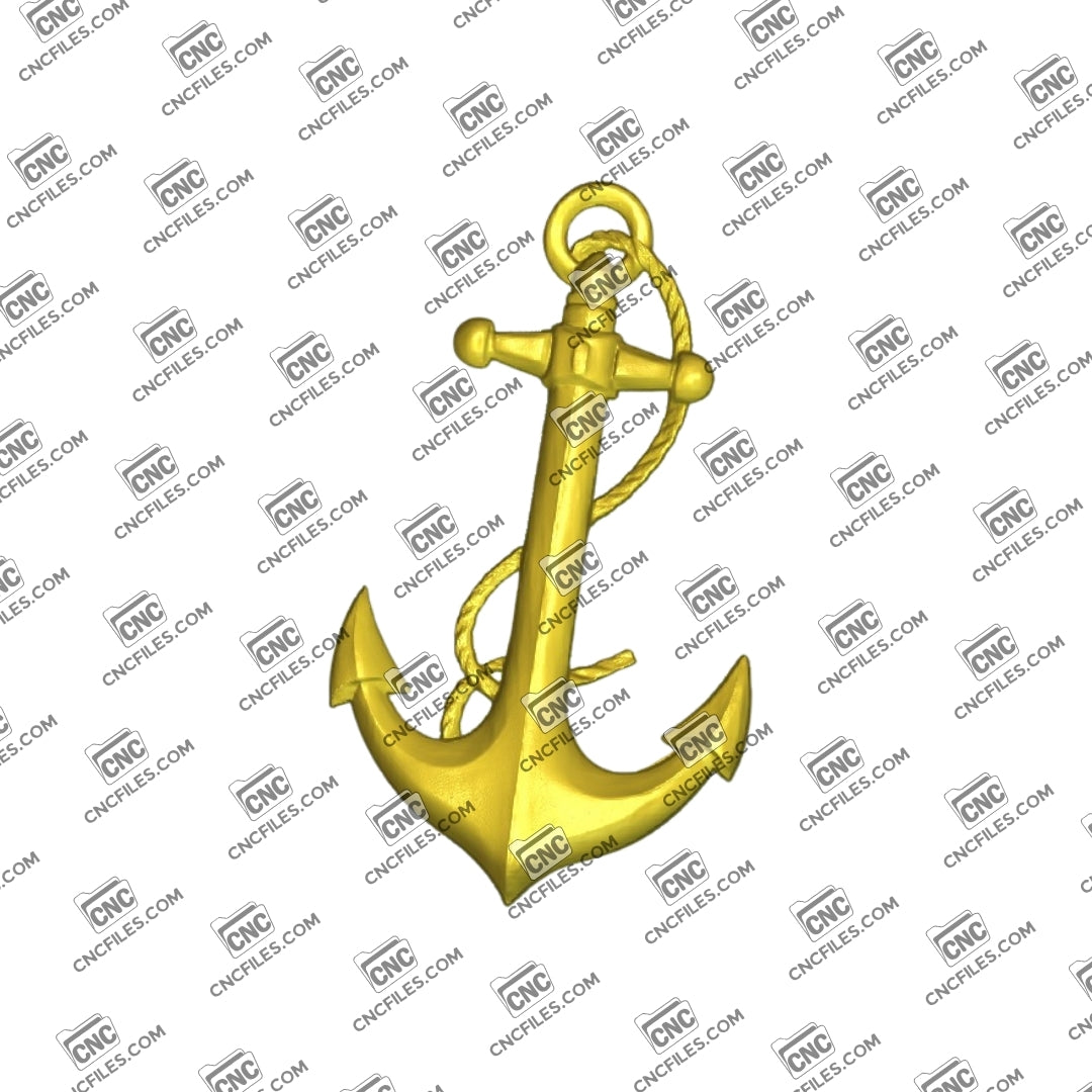 An image of 3D CNC file showing an Anchor and Rope design, perfect for woodworking, signs, and decorative projects.